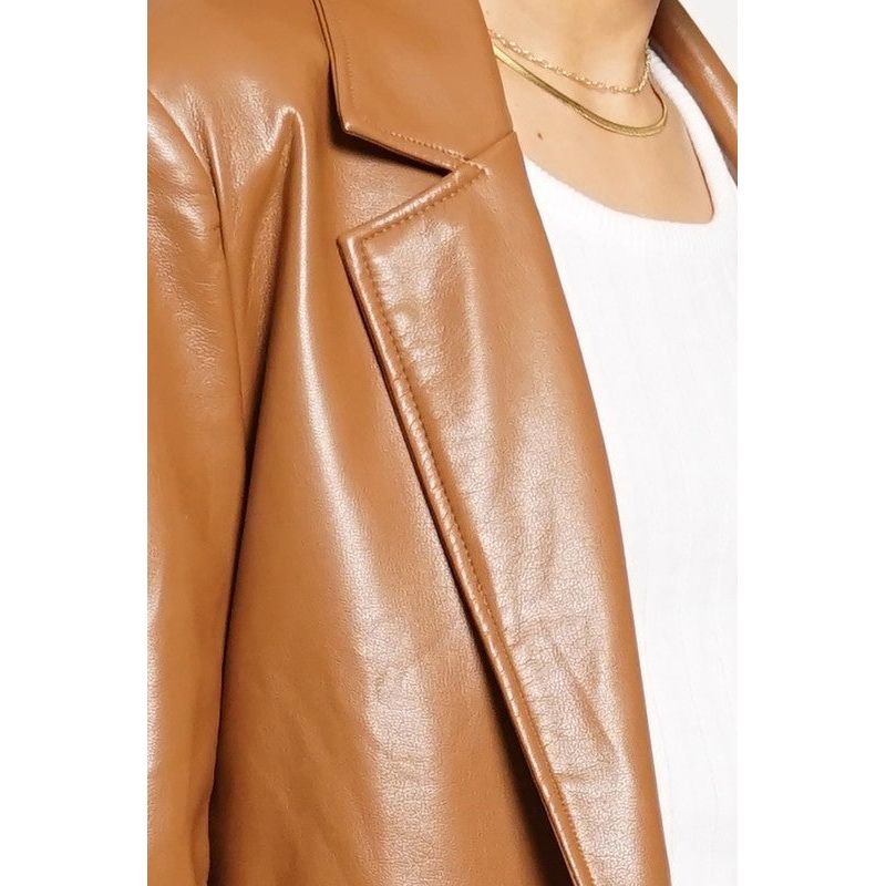 Late Night Look Long Pu Leather Coat