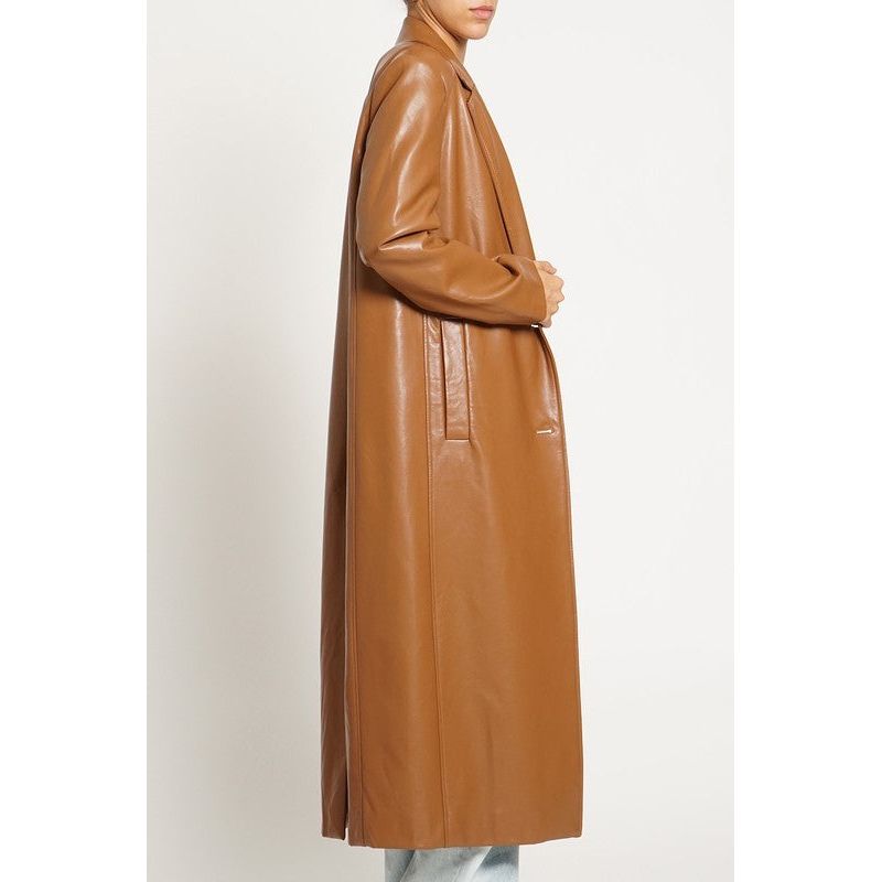 Late Night Look Long Pu Leather Coat