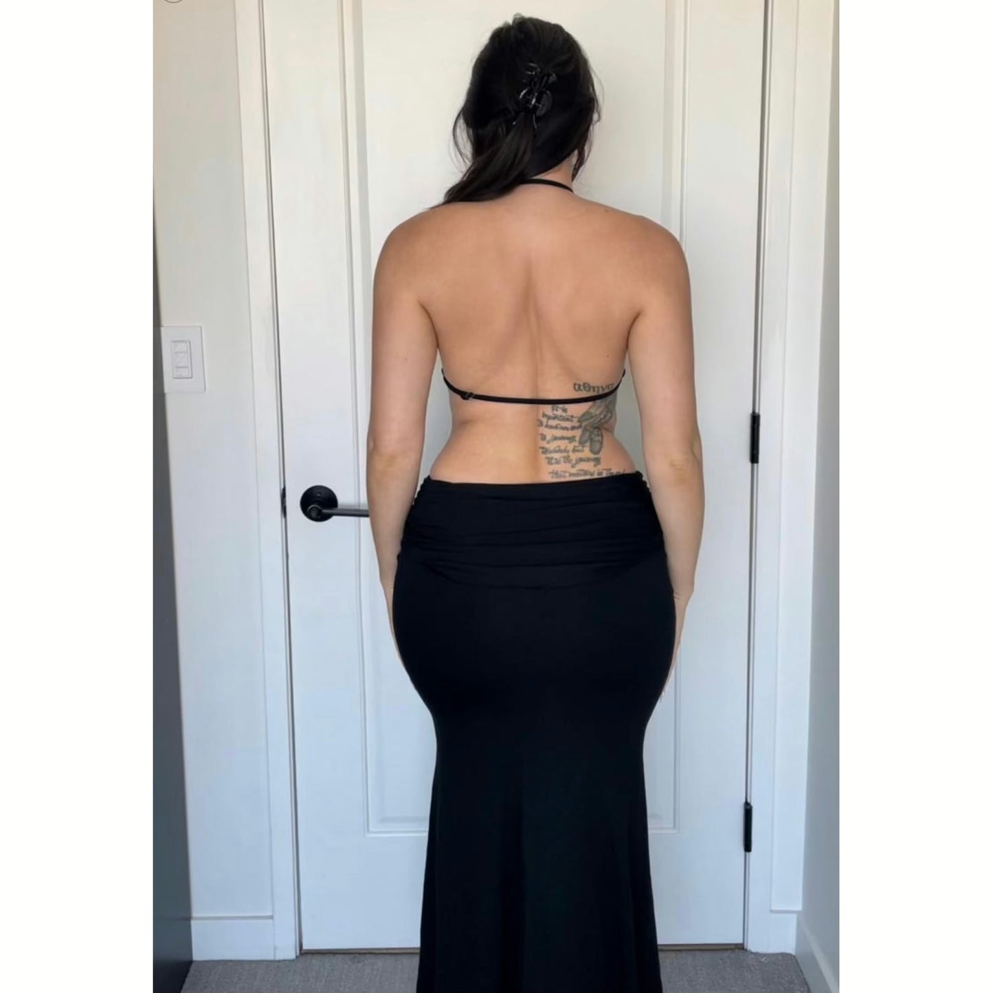 Simple In Black Open Back Dress - Sb_stassieboutique 