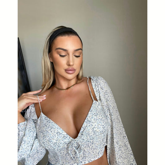 Feeling Floral Long Sleeve Crop Top - Sb_stassieboutique 